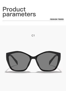 Gedetailleerd vooraanzicht van stijlvolle zwarte cat-eye zonnebril voor dames UV400