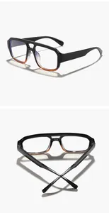 Detailed multi-angle views of oversized black and tortoiseshell double bridge glasses