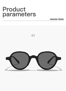 Detailed view of trendy black round-frame sunglasses for chic outdoor UV protection