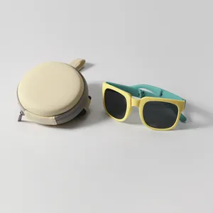 Kids Foldable Sunglasses UV400 Protection Square Frame Portable Eyewear For Boys Girls Toddler Outdoor Sun Shade Sunglasses Polycarbonate Frame Acrylic Lens