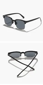 Detailed multi-angle views of children's stylish semi-rimless square frame sunglasses