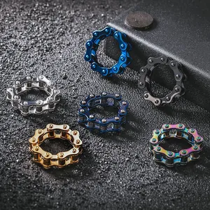 Industrial Bike Chain Ring Titanium Steel Band Ring Hip Hop Street Jewelry For Men Women Gothic Punk Style Mechanical Ring