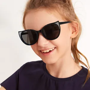 Occhiali da Sole per Bambini con Orecchie di Gatto e Luccichio per Ragazze Ragazzi Protezione UV400 Montatura in PC Lente in AC Moda
