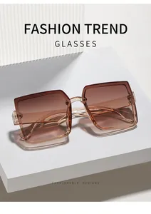 Chic oversized square frame sunglasses for women featuring stylish brown gradient lenses