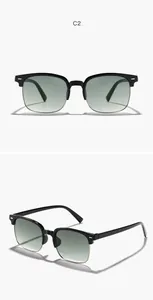 Classic children's semi-rimless square sunglasses with gradient lenses in black and silver