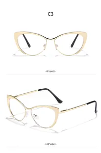 Occhiali cat-eye vintage in metallo dorato con filtro luce blu vista di dettaglio