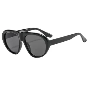 Retro-Flieger-Sonnenbrille mit dickem schwarzem Rahmen und UV400 Sonnenschutz