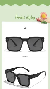 Front and side view of children's trendy square frame UV protection sunglasses