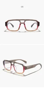 Detailed views of vintage double-bridge eyeglasses featuring a stylish tricolor gradient frame