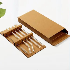 High Borosilicate Glass Straw Set Heat Resistant Reusable Eco Friendly Transparent Drinking Straws With Cleaning Brush Juice Drinkware
