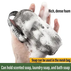 Hanging mesh soap foaming bag for rich lather and convenient soap storage solution