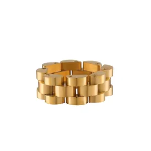 Anello in Acciaio al Titanio Stile Cinturino Hip Hop per Uomo Donna Anello di Moda Streetwear Industriale a Catena a Maglie Rimovibili Regolabile