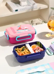 Tragbare geteilte Bento-Box aus Kunststoff mit Schiffsmuster für Schule oder Büroanwendung