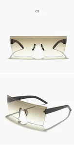 Oversized rimless square sunglasses with gradient brown lenses for a chic outdoor look