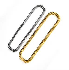 Set collana e bracciale a catena cubana da 12mm lucida in finitura oro e argento