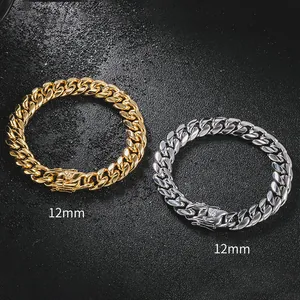 Heren Hip Hop Titanium Staal Cubaanse Schakelketting Armband Goud Zilver Verguld Drakenkop Gesp Streetwear Sieraden