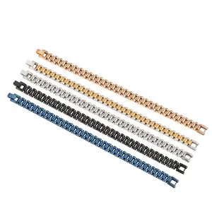 Hip Hop Titanium Steel Watch Band Bracelet Luxurious Polished Presidential Link Chain Bracelet For Men Women Jewelry Gift