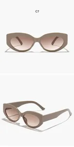 Viste frontale e laterale di occhiali da sole cat-eye talpa con stanghette larghe