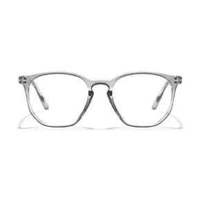 Front view of stylish transparent gray retro glasses frames for men and women students