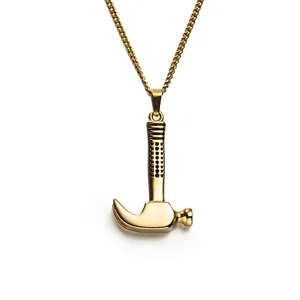 Vintage Titanstahl Klauenhammer Anhänger Halskette Für Herren Retro Industriestil Edelstahl Schmuck Zubehör