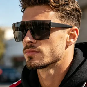 Rimless Large Square Integrated Sunglasses Men Women Street Hip-hop Mirror Lens UV400 Outdoor Personalized Fashion Shades