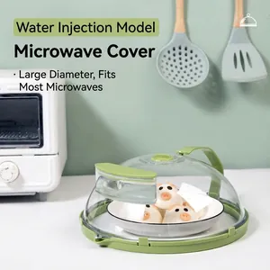 Couvercle Anti Eclaboussures Micro Ondes Pour Aliments Couvercle Resistant Chaleur Avec Poignee Injection Eau Transparent
