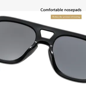 Detail showing comfortable integrated nose pads of vintage black square sunglasses