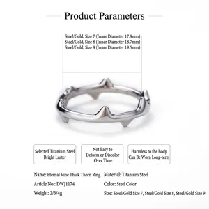 Anello a spina minimalista in acciaio inossidabile per uomo e donna in stile street edgy