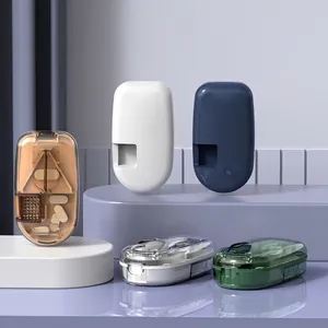 Portable Japanese Style Pill Cutter Splitter Medicine Storage Box Multi-functional Plastic Pill Dispenser Case For Travel