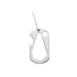 Collier multi-outil style plaque militaire avec décapsuleur et clé en acier inoxydable