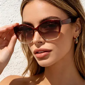 Modieuze Cat Eye Zonnebril voor Dames UV400 Bescherming PC Frame AC Lens High-end Europese Streetstyle Gradiëntlenzen Brillen