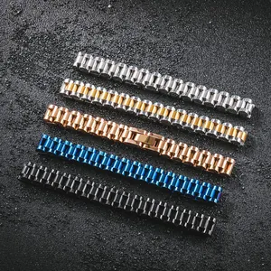 Collection of premium polished titanium steel watch band bracelets in multiple colors