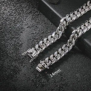 Robuuste titanium stalen Cubaanse schakelketting 14mm met unieke drakensluiting