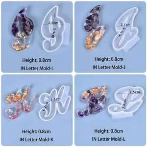 Cursive letter silicone molds for resin DIY pendants with detailed measurements