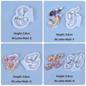 Cursive alphabet silicone molds for DIY resin craft casting letters E F G H height 0.8cm