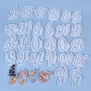 26-piece set of cursive alphabet silicone molds for DIY crystal resin casting crafts