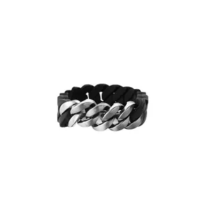 Premium Herrenarmband aus Titanstahl und schwarzem Silikon im minimalistischen Stil