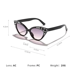 Fashionable black cat eye sunglasses for kids with shiny rhinestones and glitter accents