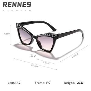 Main view of stylish girl's cat-eye sunglasses with glitter and rhinestones, black