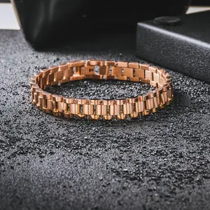 Elegant rose gold stainless steel watch link bracelet with luxury polished finish