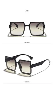 Oversized square sunglasses for women featuring gradient lenses and multi-angle view details