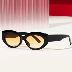Occhiali da sole vintage cat eye con montatura piccola e aste larghe, UV400
