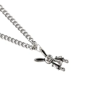 Hoogwaardige vintage 925 sterling zilveren konijn hanger ketting in hip-hop street stijl