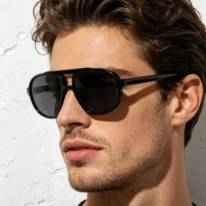 Retro Large Frame Double Beam Hollow Aviator Sunglasses UV400 Protection Fashion Eyewear For Men Women Outdoor Travel Accessory