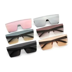 Oversized square rimless sunglasses in multiple colors, stylish hip-hop mirror lenses