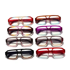 Professional double bridge anti-blue light glasses frames in various vibrant gradient colors