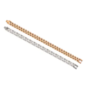 High-quality polished titanium steel watch band style bracelets in rose gold and silver