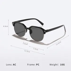 Stylish kids semi-rimless square sunglasses with UV protection and durable PC frame