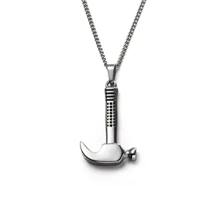 Vintage Herren Halskette mit Hammer-Anhänger aus Titanstahl im Industrial-Stil Design