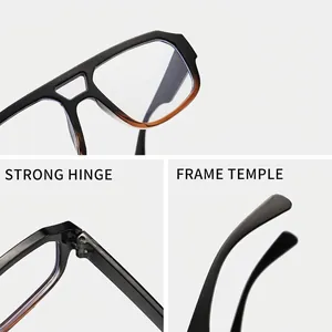 Modern double-bridge anti-blue light glasses frame showing frame, hinge, and temple details.